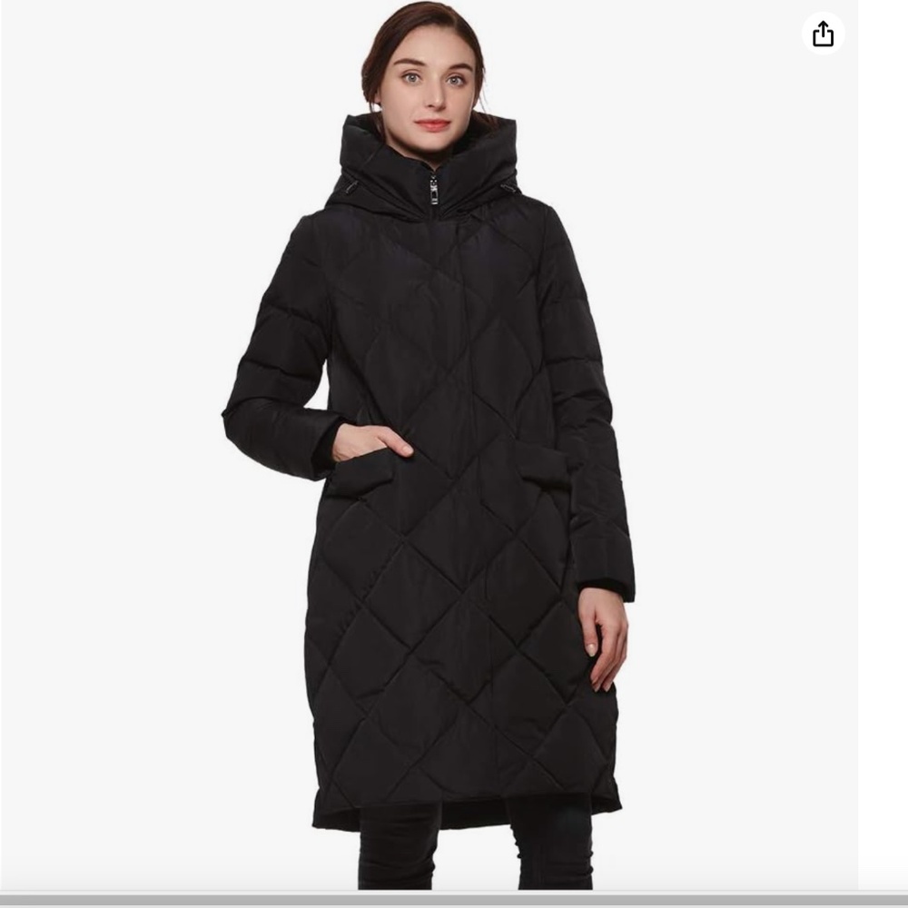 Women's Black Long Puffer Coat (M)